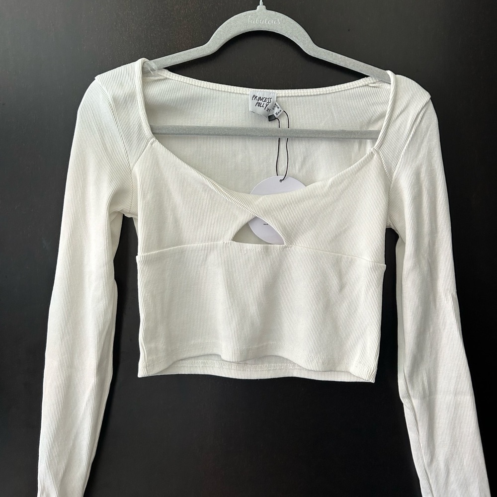 princess polly long sleeve white top, new with tags